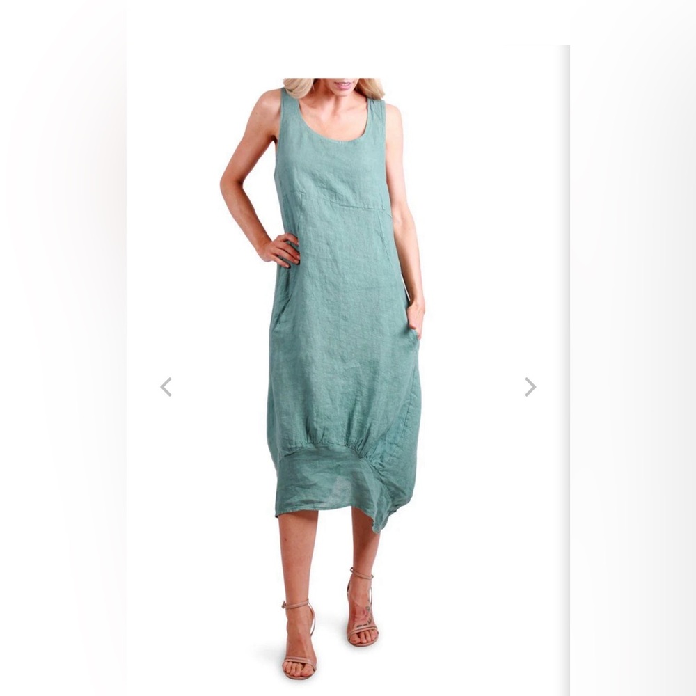 Gigi Moda Luna Dress Linen Pockets Boho Made In Italy Womens One Size